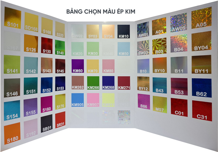 bảng chọn màu ép kim thẻ nhựa theo yêu cầu