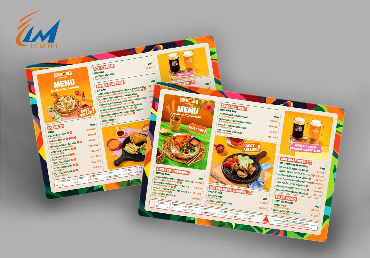 Menu nhựa in 2 mặt A4